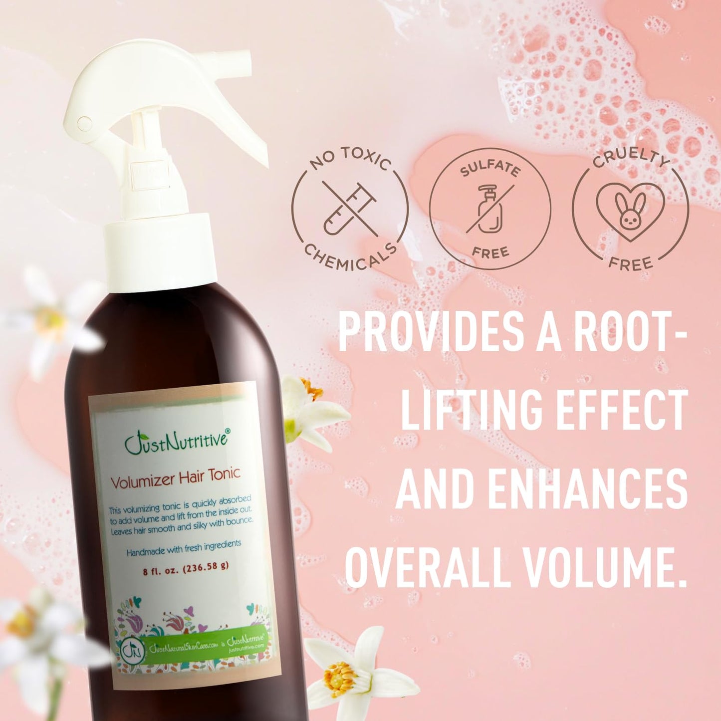 Volumizer Hair Tonic | Instant Volume and Lift | Lightweight Tonic For Men and Woman | Natural Hair Root Lifter for All Hair Types | Just Nutritive |