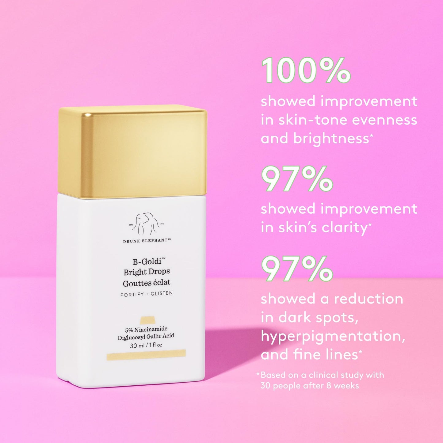 Drunk Elephant B-Goldi Bright Drops - 30 ml/1 fl oz - Illuminating Color Serum Drops - Clean Clinical Skincare - Cruelty-Free - Dermatologist-Tested