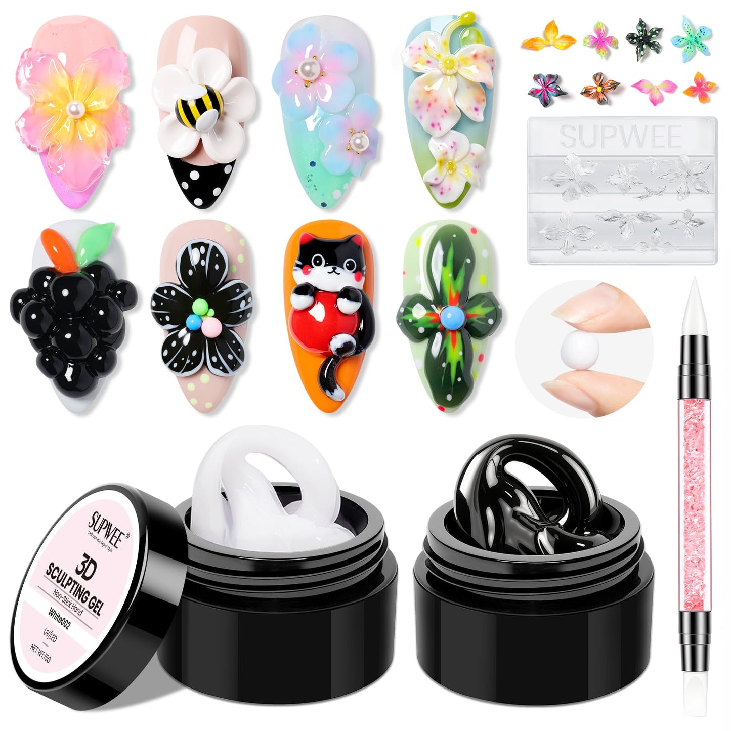 SUPWEE 3D Nail Gel for Nail Art, 2PCS Solid Builder Gel 5g Beauty and Personal Care SUPWEE Default Title