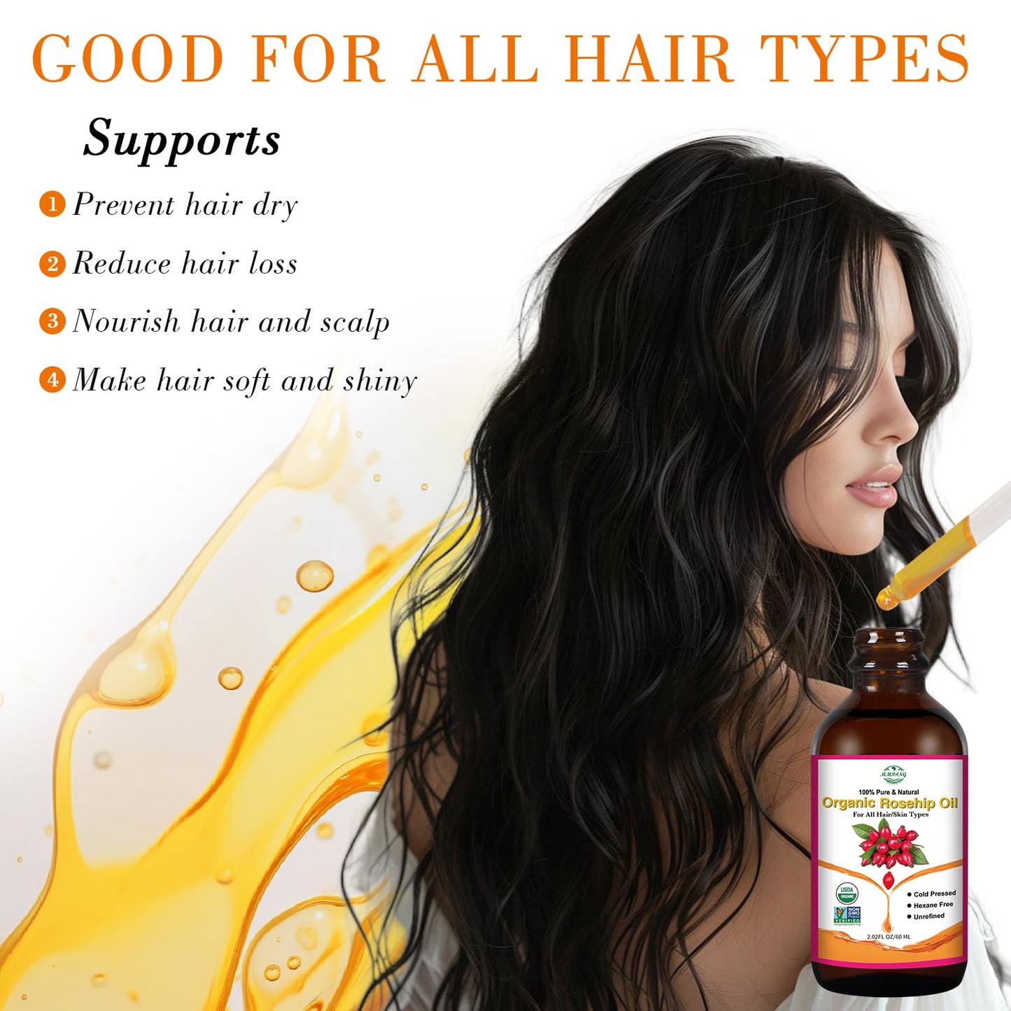 MMPANG Organic Rosehip Oil for Face & Skin, Cold Pressed Rose Hip Seed Oil Beauty and Personal Care MMPANG