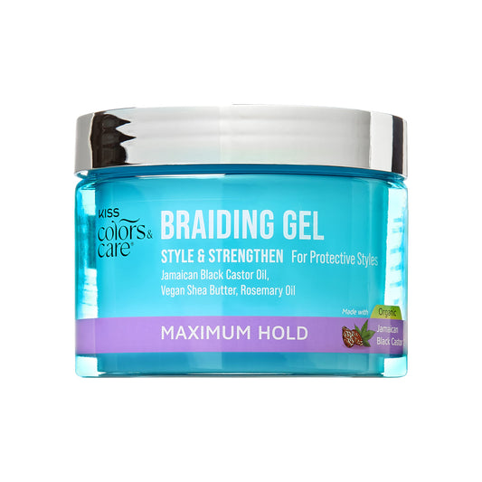 KISS COLORS & CARE Braid Gel Maximum Hold, 6 oz -Nourishing, Adds Shine, Moisture Boosting, Lasting Hold, For All Hair Types, Style and Stregthen