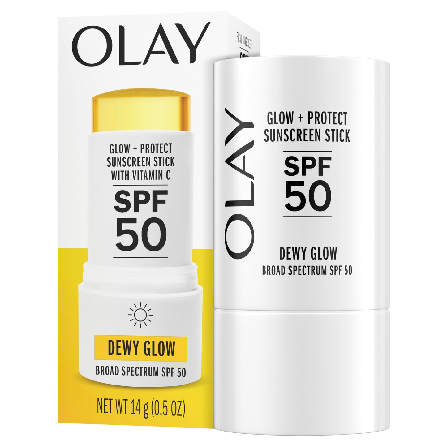 Olay Glow & Protect SPF 50 Face Sunscreen Stick, Fragrance Free, 0.5 OZ (14 G), Dewy Finish Sunscreen Stick with SPF 50 Broad Spectrum Sunblock
