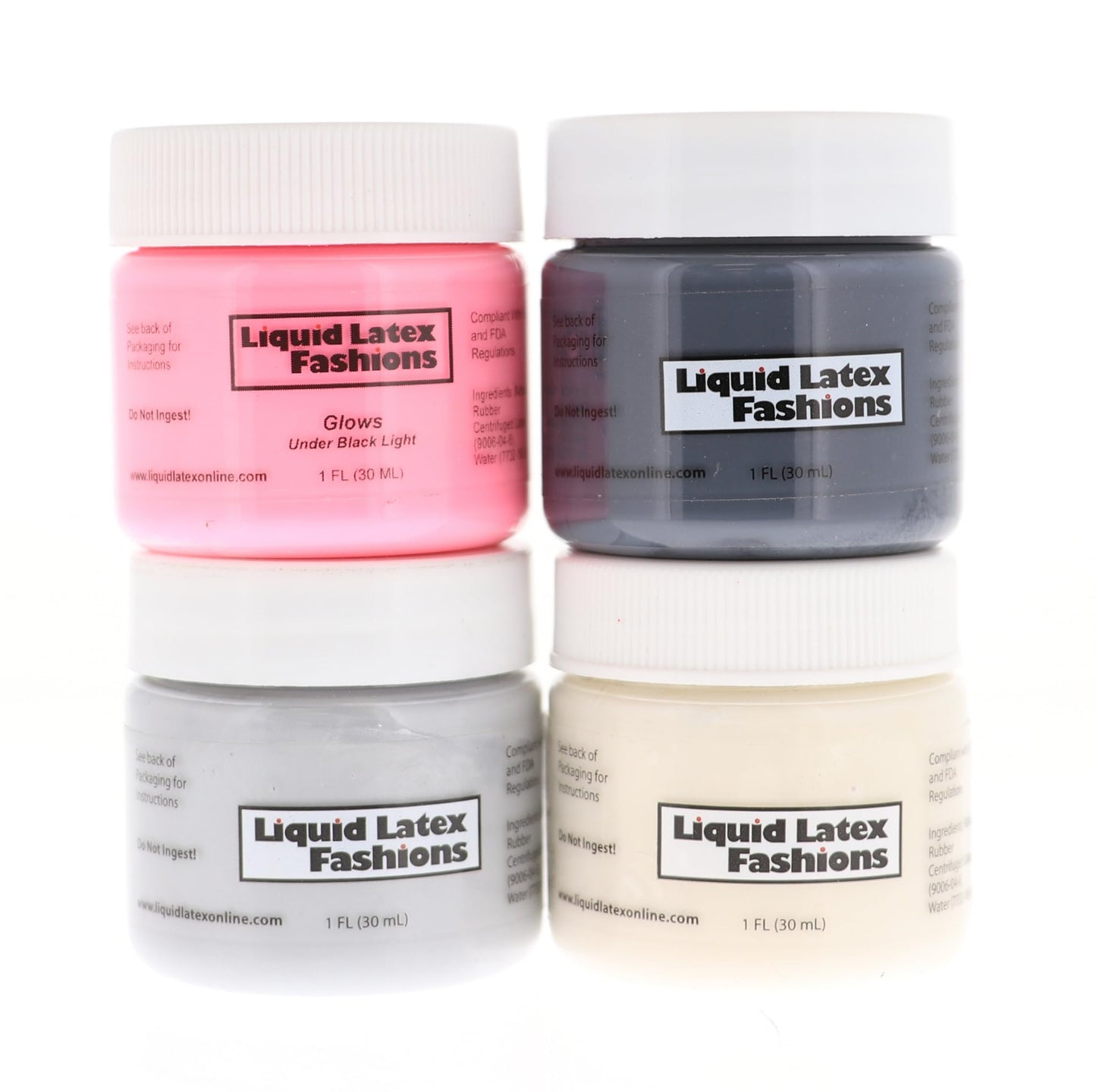 Neon Skeleton Liquid Latex Face and Body Paint Kit- 4-Pack 1 Ounce, 4 Brush-Set, Blacklight, Special Effects, Art, Theater, Parties, Cosplays