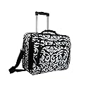 Ladies Damask Rolling Computer Laptop Bag Brief Case -- FITS A 13", 14", 15", 16" OR 17" LAPTOP (MEASURED CORNER TO CORNER DIAGONALLY)
