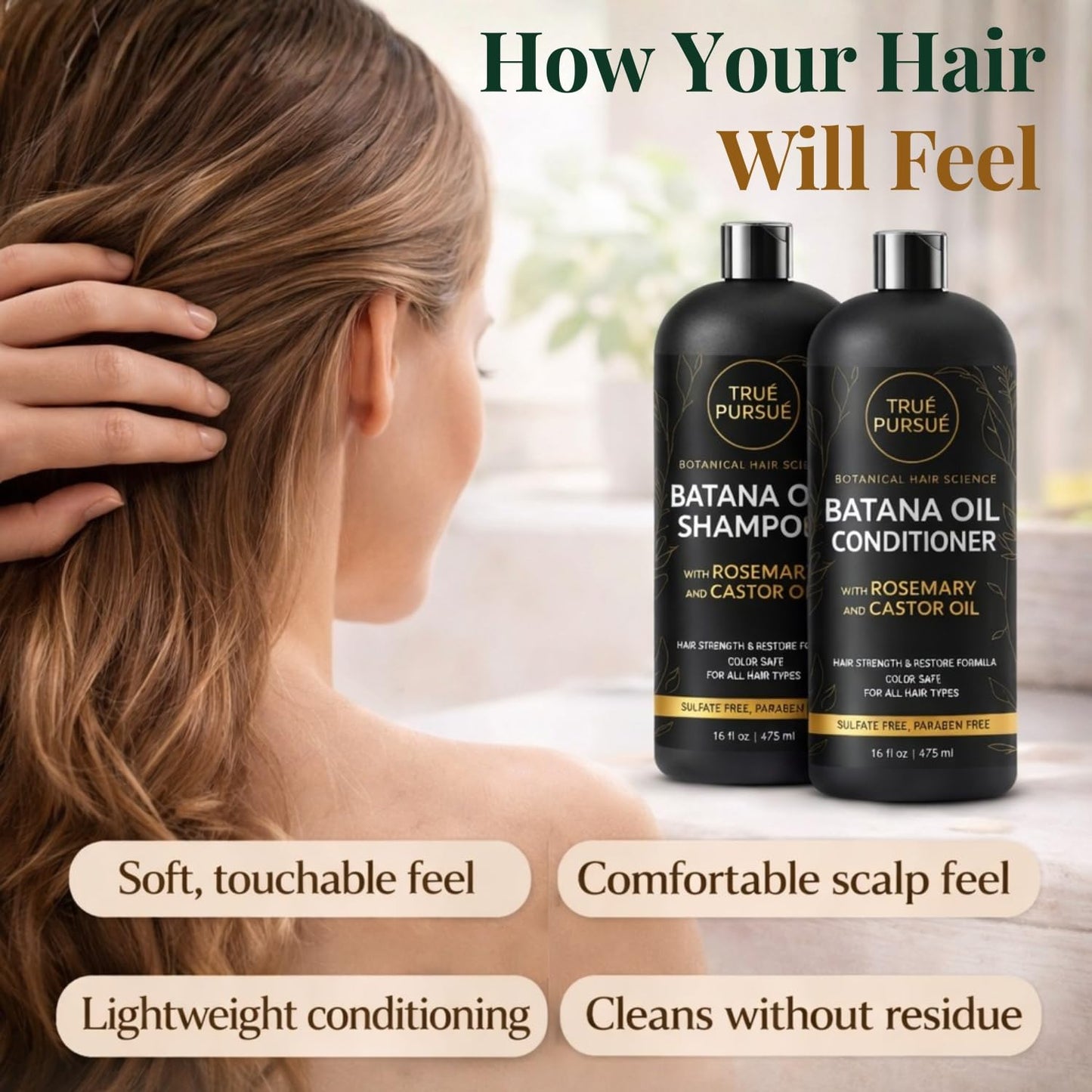 Batana Oil Shampoo and Conditioner Set for Men & Women with Rosemary & Castor Oil - Hair Growth Shampoo & Sulfate-Free Hair Strengthening for Dry