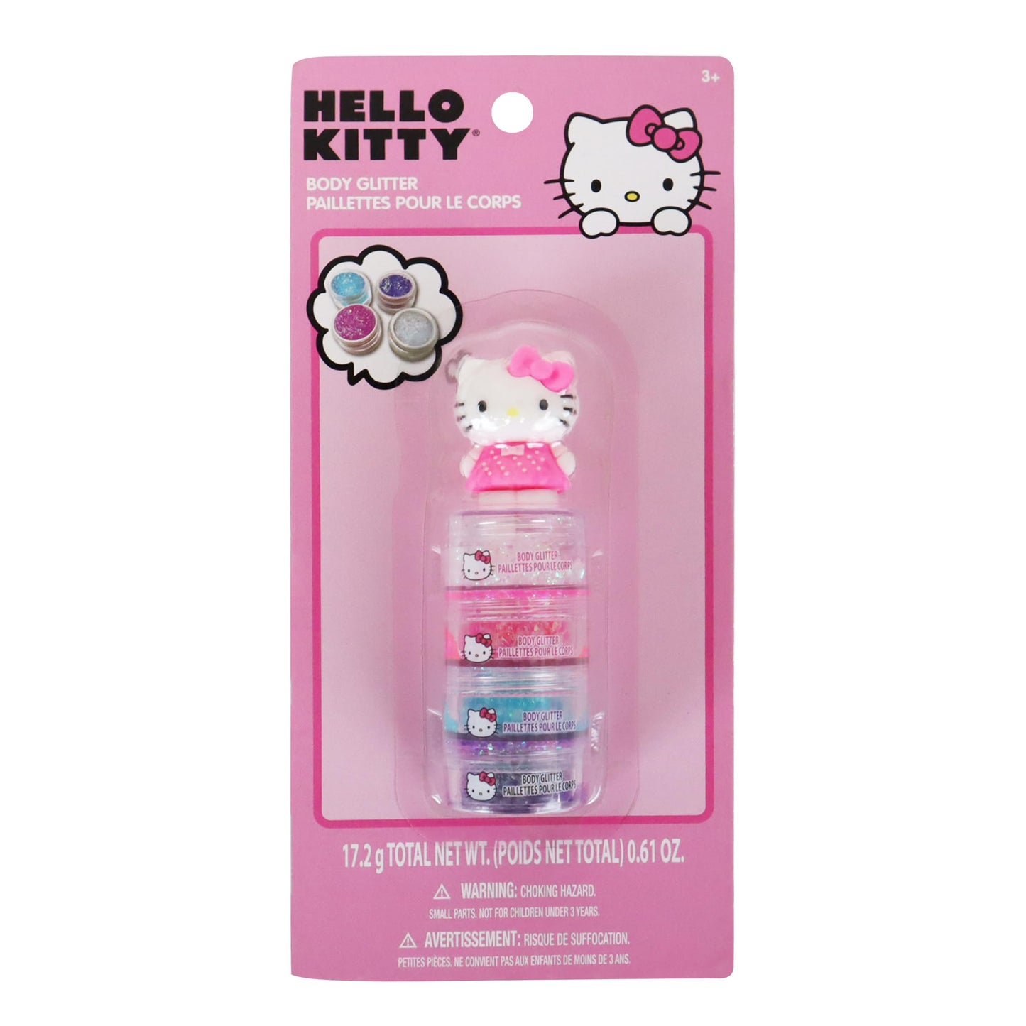 Hello Kitty Body Glitter 4 Pack - Sparkle Makeup Set for Kids & Teens, Party Cosmetics