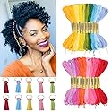 30 PCS Hair Accessories Set - 20 Colorful Hair String Threads, 10 Acrylic Leaf Charms for African Braids, Perfect for Black Women and Girls