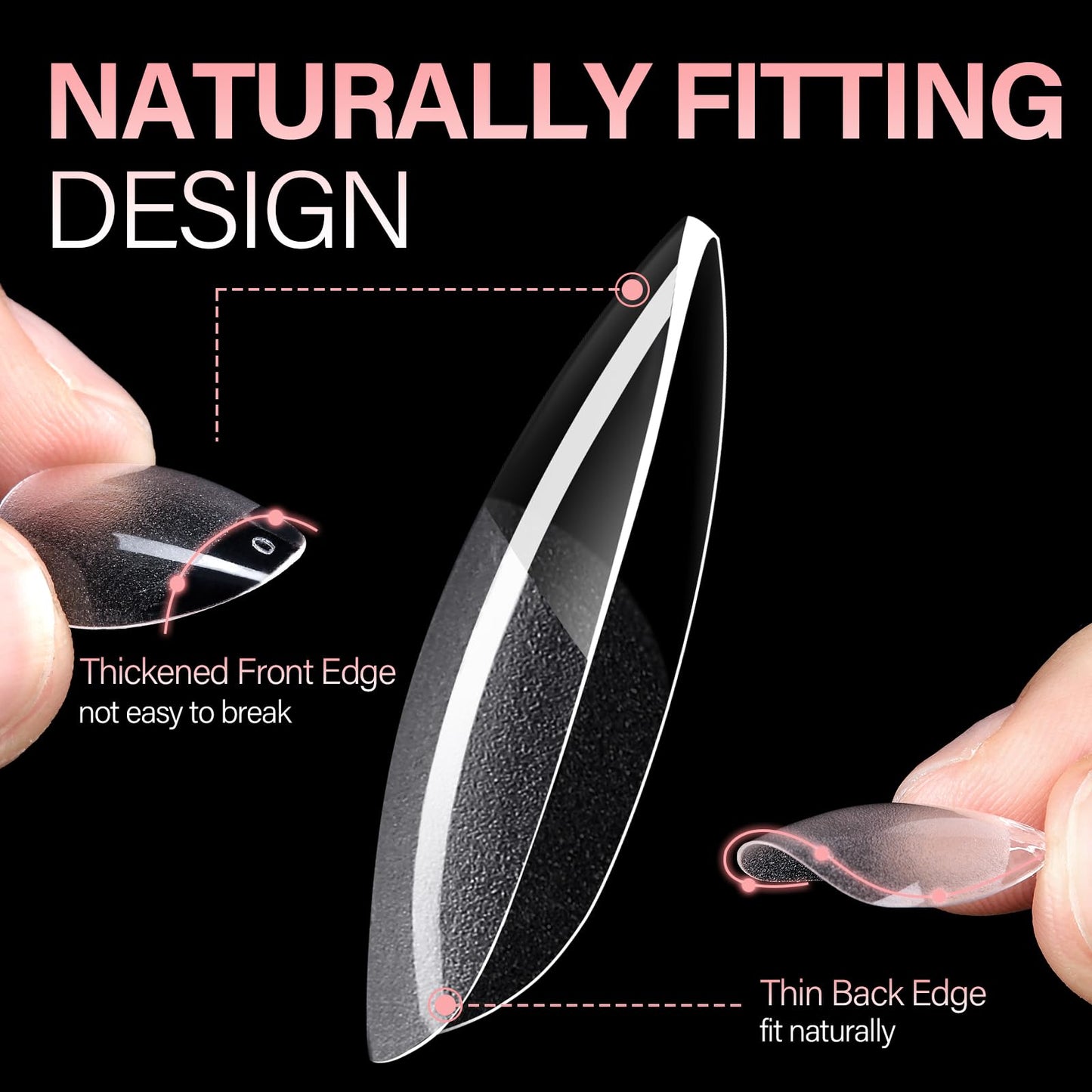 AILLSA Short Almond Nail Tips Pre-Shaped Acrylic Nail Tips Half Matte Full Cover Nails Tips Clear Gelly Press on False Tip Nail for Extension Nail Beauty and Personal Care AILLSA