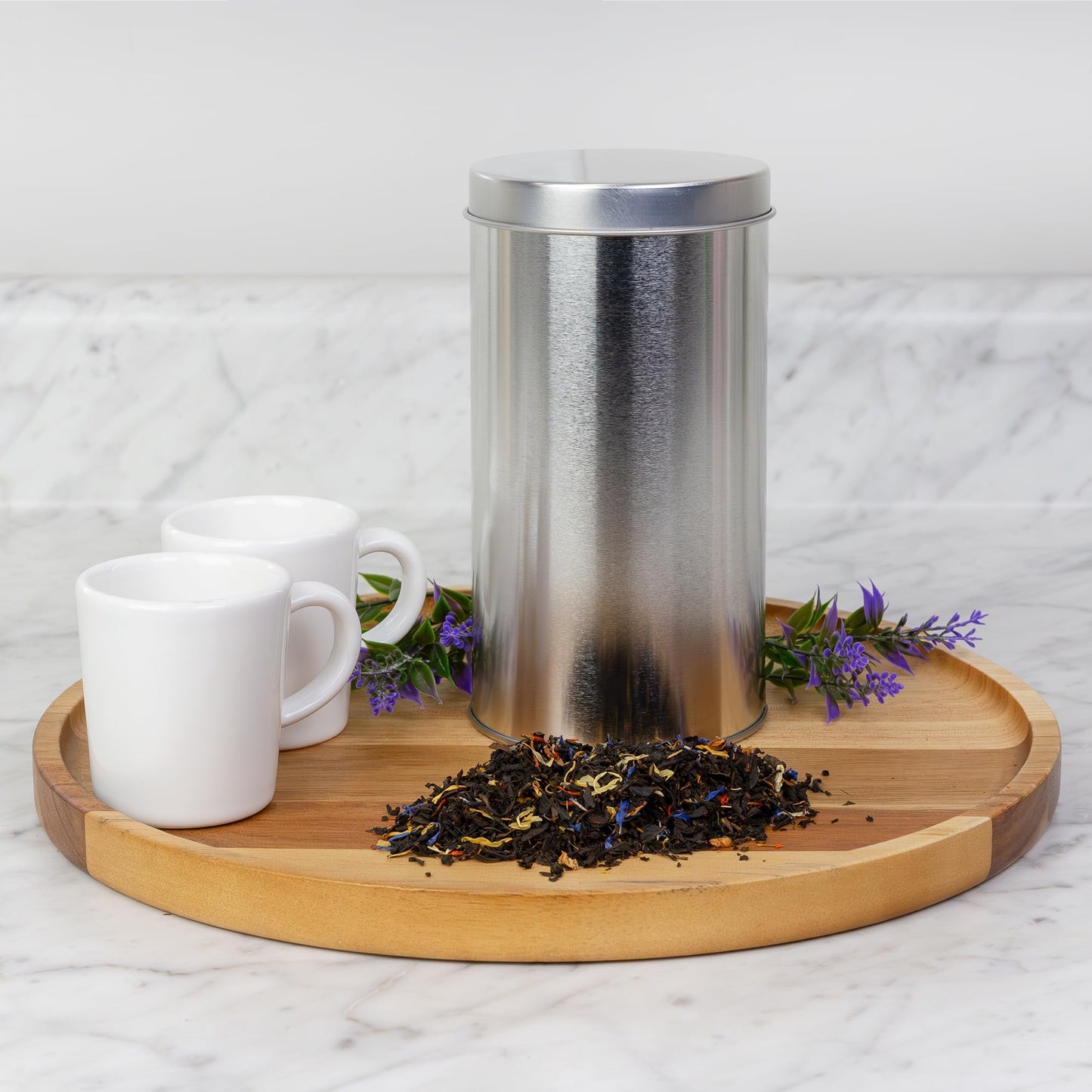 SOLSTICE TEA TRADERS Double Seal Tea Canisters (Pack of 4) Round Metal Containers with Interior Seal Lid - Large