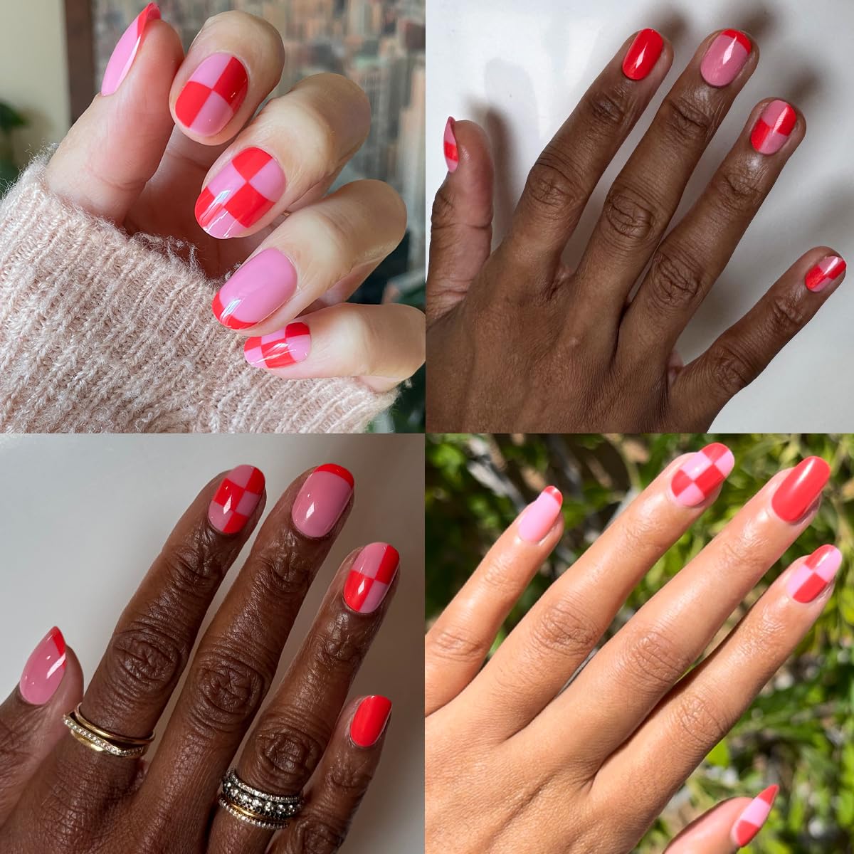 Olive & June Classic Super Stick Mani Summer Press On Nails | No Glue Needed | 32 Tab Nails 16 Sizes | Non-Toxic Tabs Easy On-Off Non-Damaging | 7-Day Beauty & Personal Care Olive & June