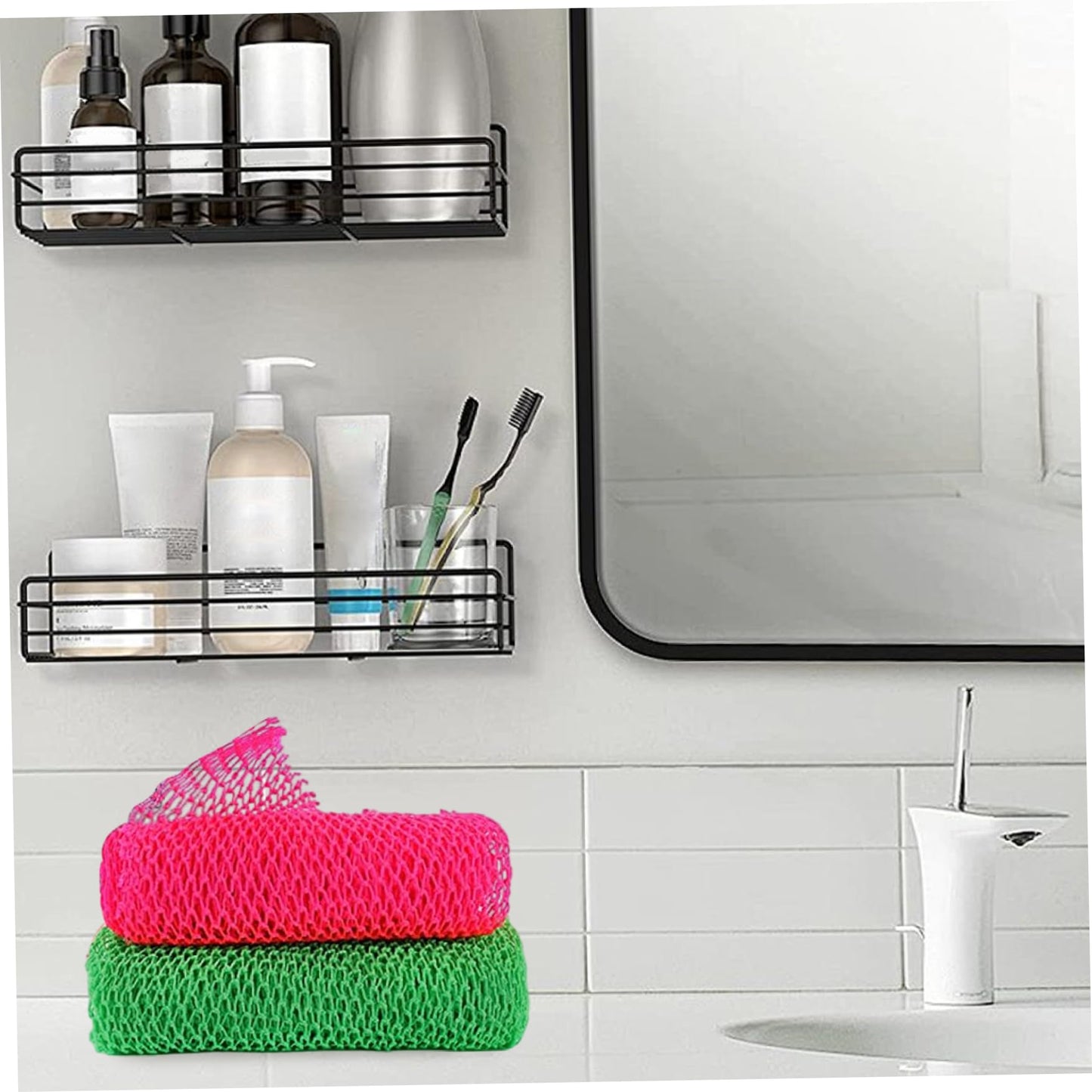 Xoeryoy 2Pcs African Net Sponge 12x30 Labor-Saving Long Widen African Net Cloth Portable Mesh Foldable Exfoliating Washcloth for Men and Women Beauty and Personal Care Xoeryoy