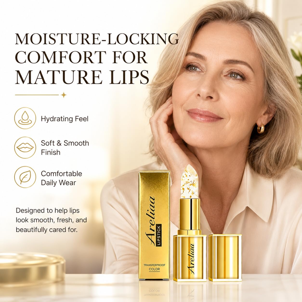 Areliaa Lipstick for Older Women, Skin-Adaptive Lipstick - The Lipsticks That Adapts to You, Long Lasting Moisturizing, PH Lipsticks Color Changing,