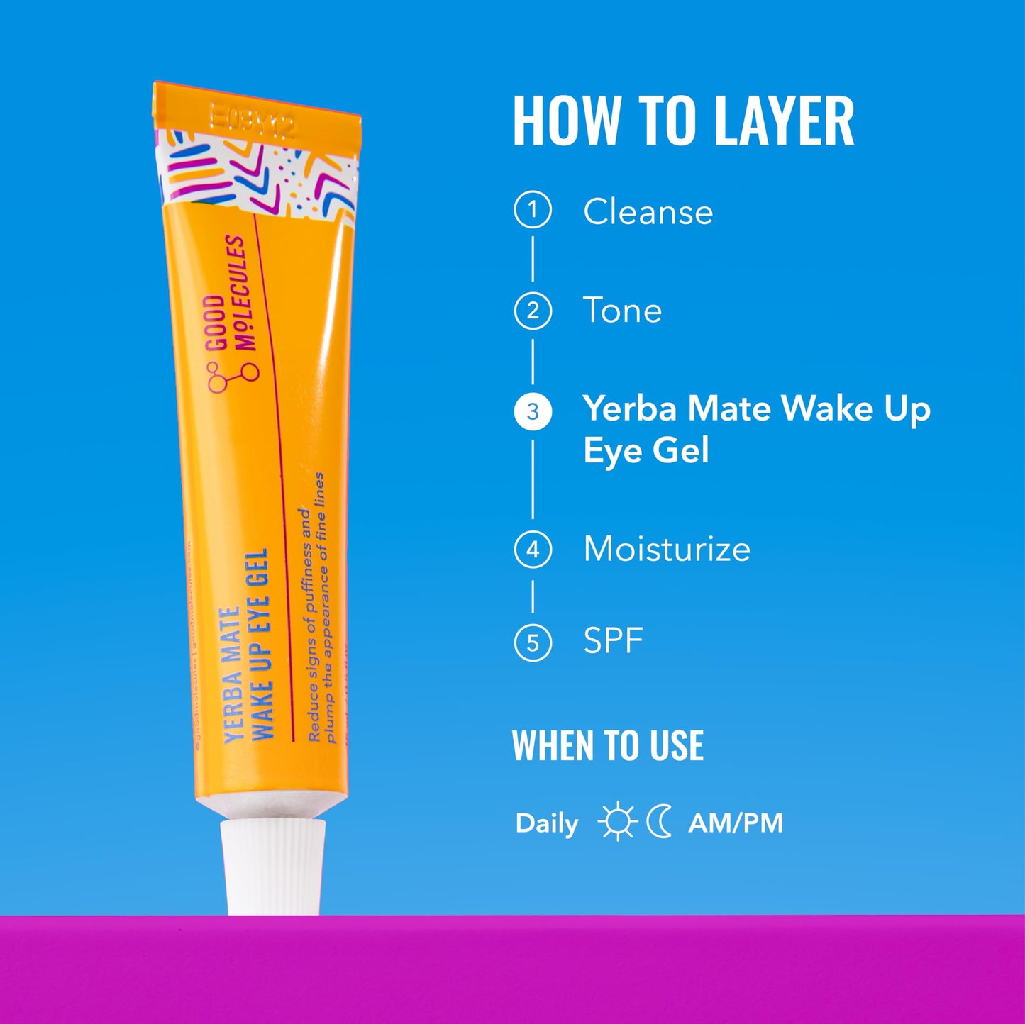 Good Molecules Yerba Mate Wake Up Eye Gel - Hydrating Under Eye Gel Cream with Hyaluronic Acid and Caffeine - Target Dark Circles and Puffiness - Skin