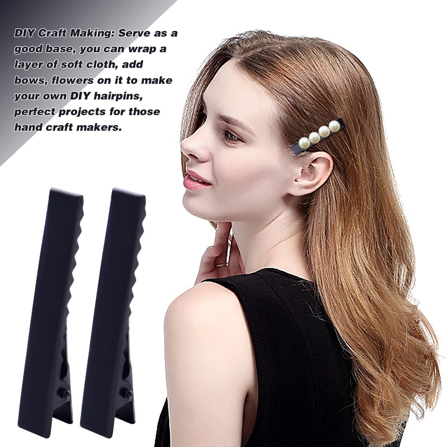 100pcs Metal Alligator Hair Clips Flat Top with Teeth Single Prong Hairpins Sectioning Hairdressing Salon Clips for Women Girls Hairbow DIY Art Craft