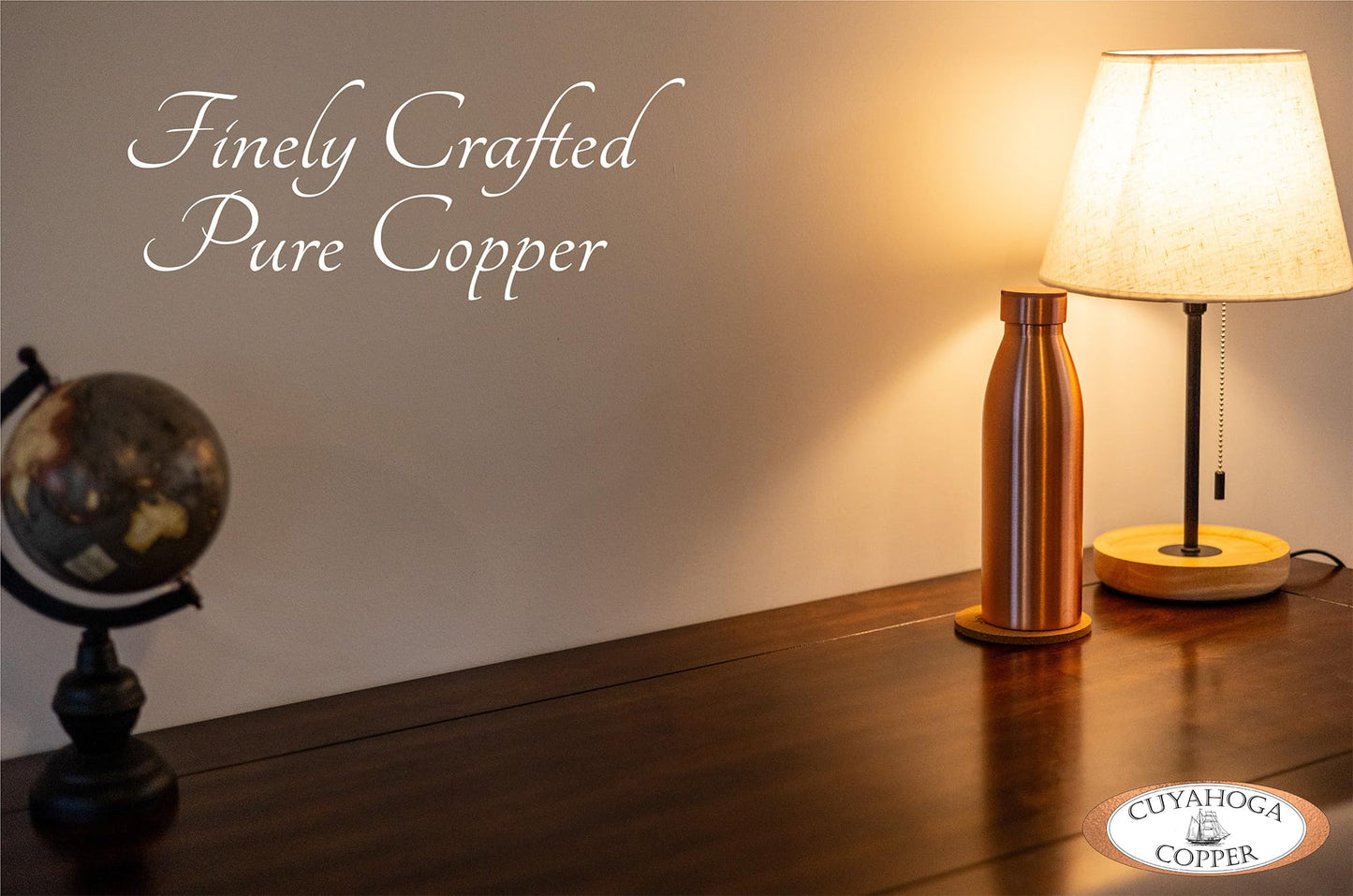 Cuyahoga Copper 100% Pure Copper Water Bottle - 9” Tall, Leak-Proof, Handcrafted & Clean - Durable, Stylish, Perfect for Everyday Use - Comes…