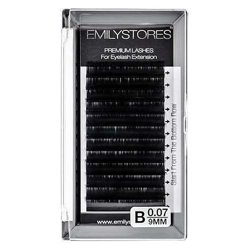 EMILYSTORES Lash Extension 0.07mm Thickness B Curl Length 9mm Natural Looking Individual Rapid Eye Lashes For Eyelash Extensions(0.07,B,9mm)