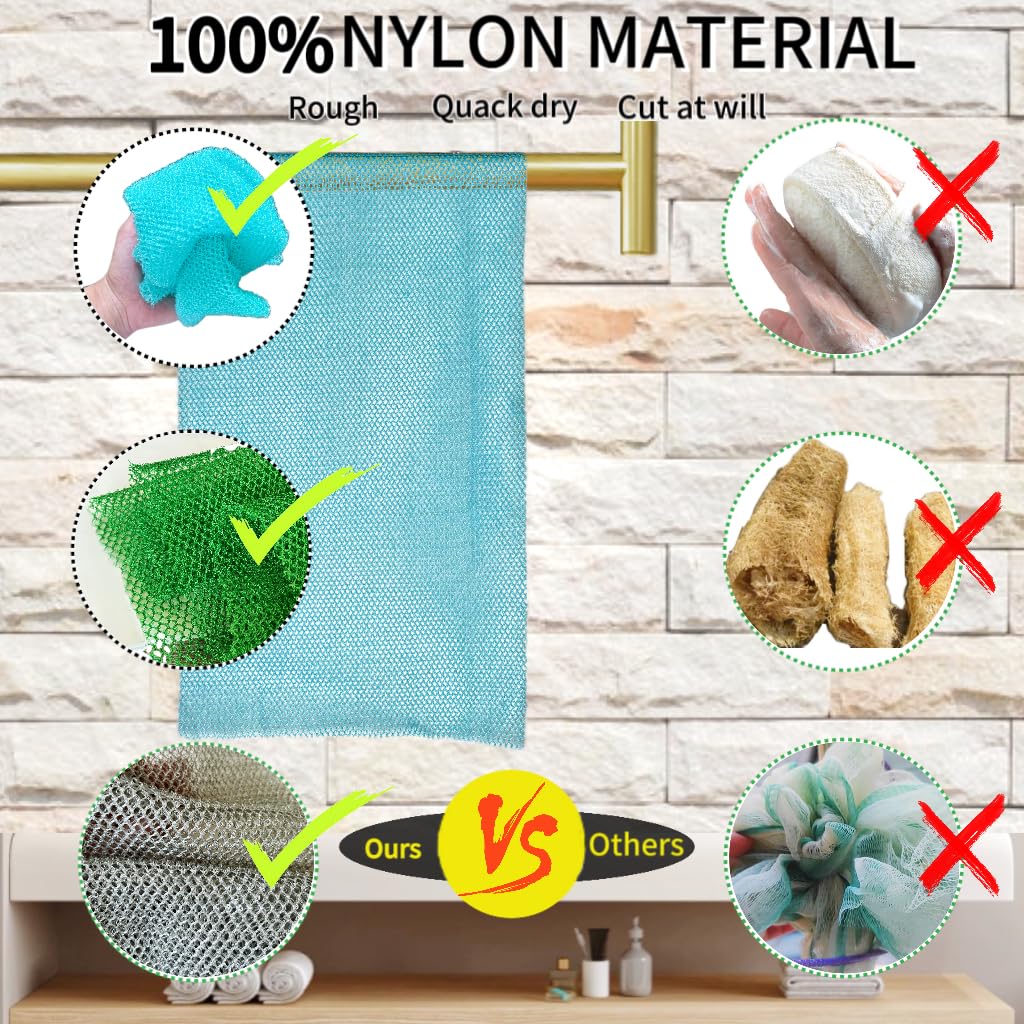 African Exfoliating Net, African Net Sponge, Nylon African Bathing Sponge Net, African Net Long Net Bath Sponge Shower Body Scrubber Back Scrubber Beauty and Personal Care SPMKTBOZAI