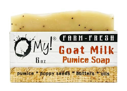 O My! Goat Milk Pumice Soap 6oz - Citrus | Made with Farm-Fresh Goat Milk | Pumice to Gently Cleanse | Gently Exfoliates | Paraben Free | Leaping