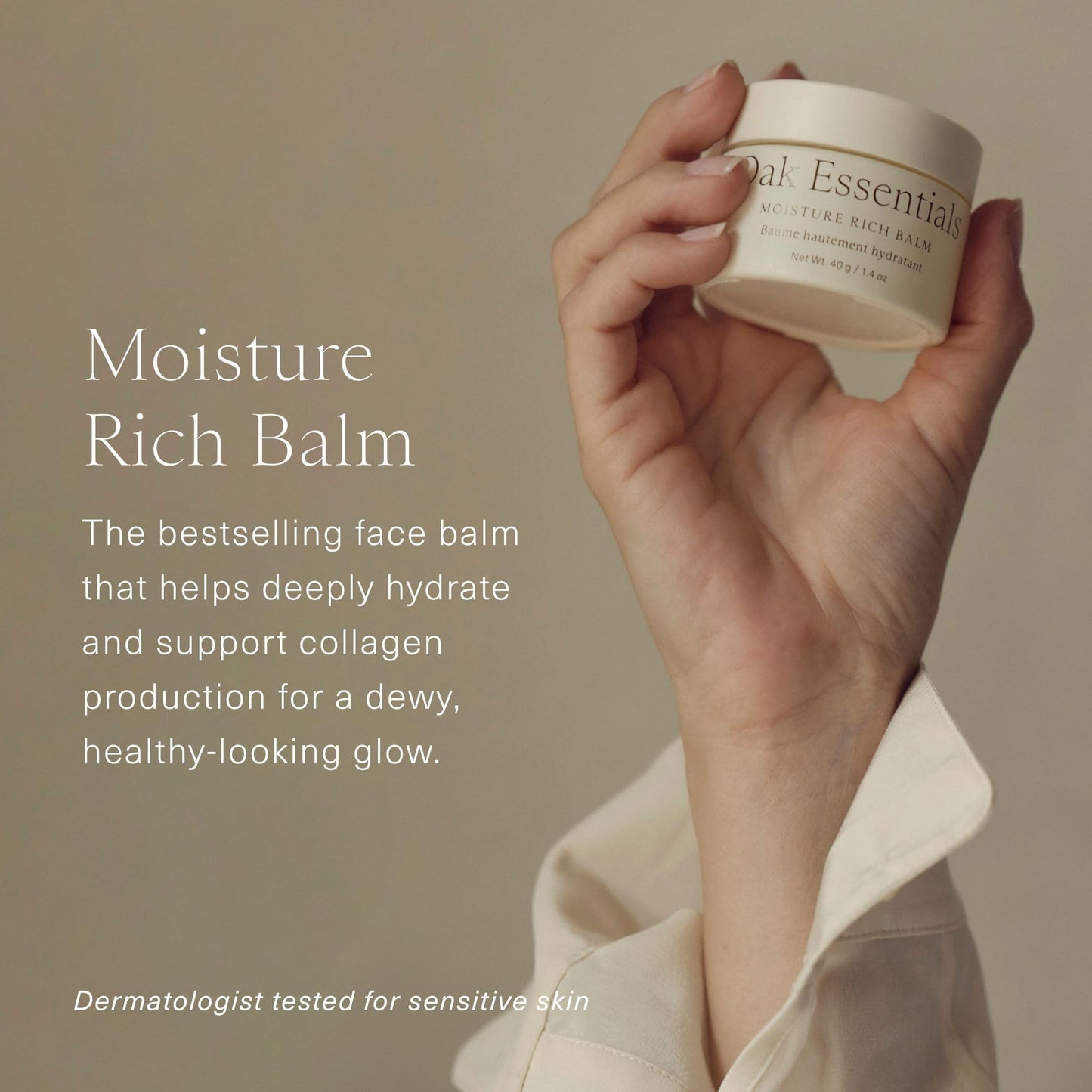 Oak Essentials Moisture Rich Face Balm, Hydrating Balm-to-Oil Face Moisturizer with Sea Buckthorn and Coconut Oils, Nourishing Skincare for Dry Skin