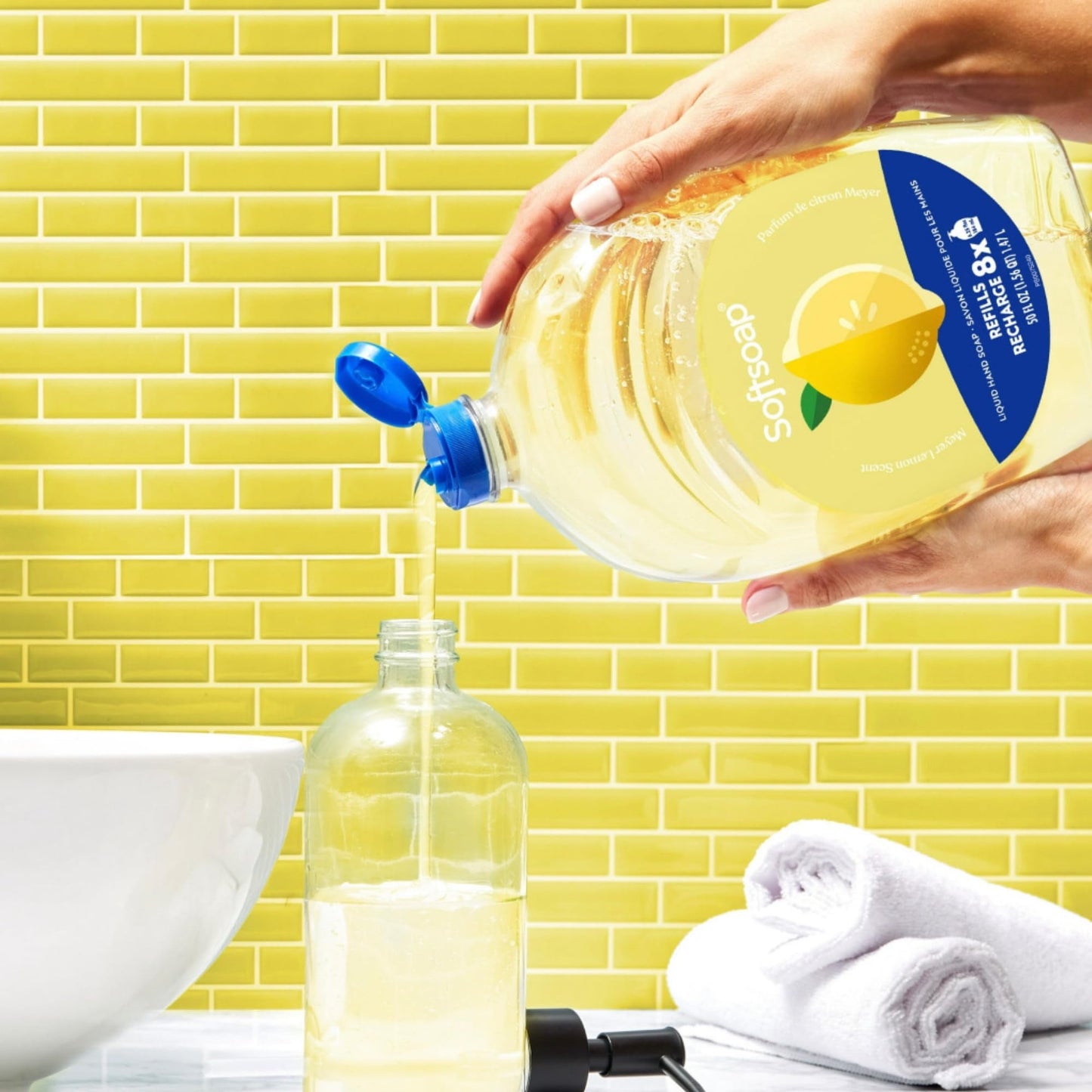 Softsoap Limited Edition Seasonal Scents | Extra Large Refill Bottles, 100 FL Oz Total, 2-50 Fl Oz Bottles for Refilling Liquid Hand Wash (Lemon)
