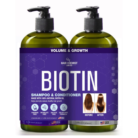 Hair Chemist Biotin Pro-Growth Shampoo & Conditioner 2-PC Gift Set - Includes 33.8oz Shampoo & 33.8oz Conditioner Beauty & Personal Care Difeel