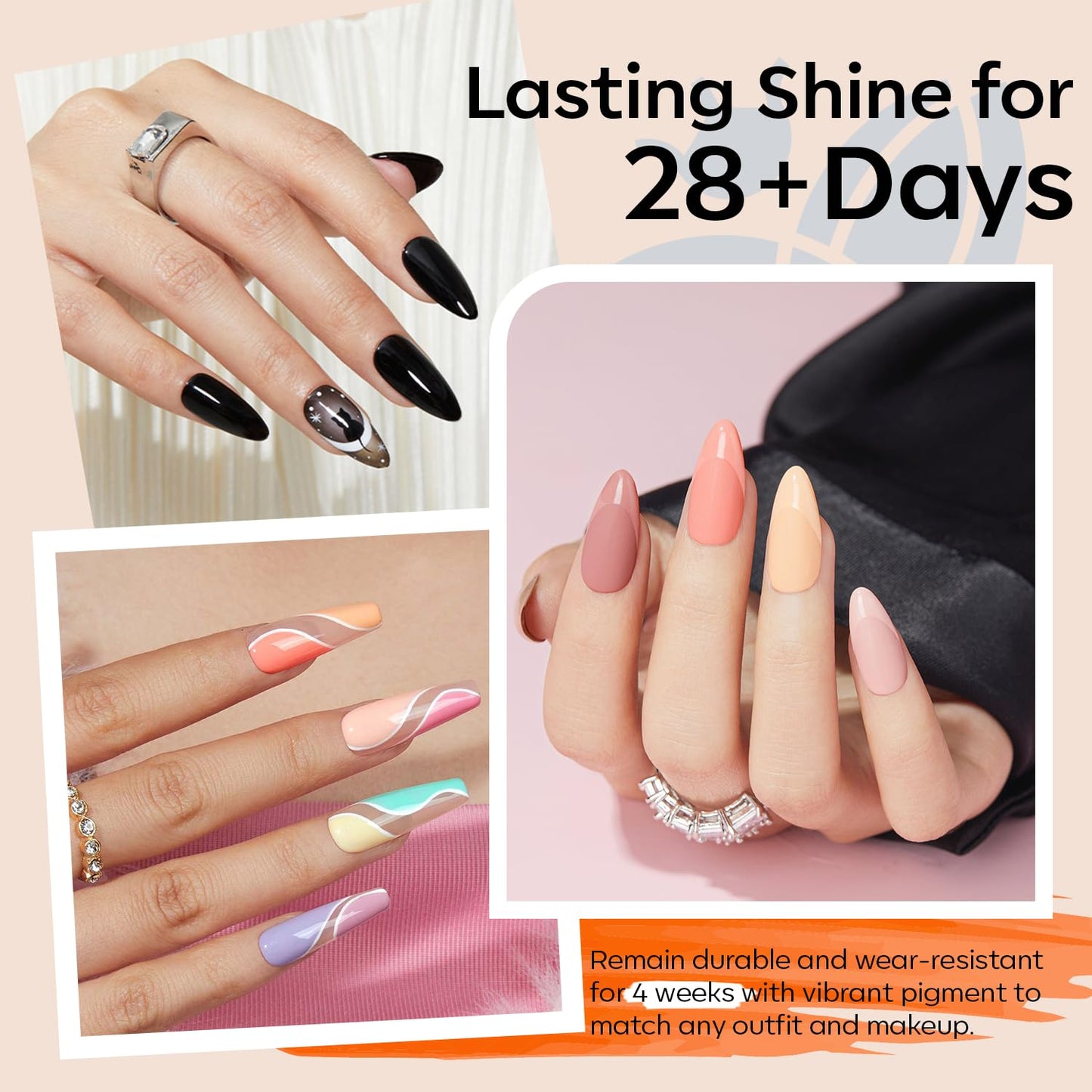 modelones 32 PCS Gel Nail Polish Set, 28 Colors Gel Polish with No Wipe Base Coat, Glitter & Glossy & Matte Top Coat Black Brown Red Purple Soak Off Beauty and Personal Care modelones