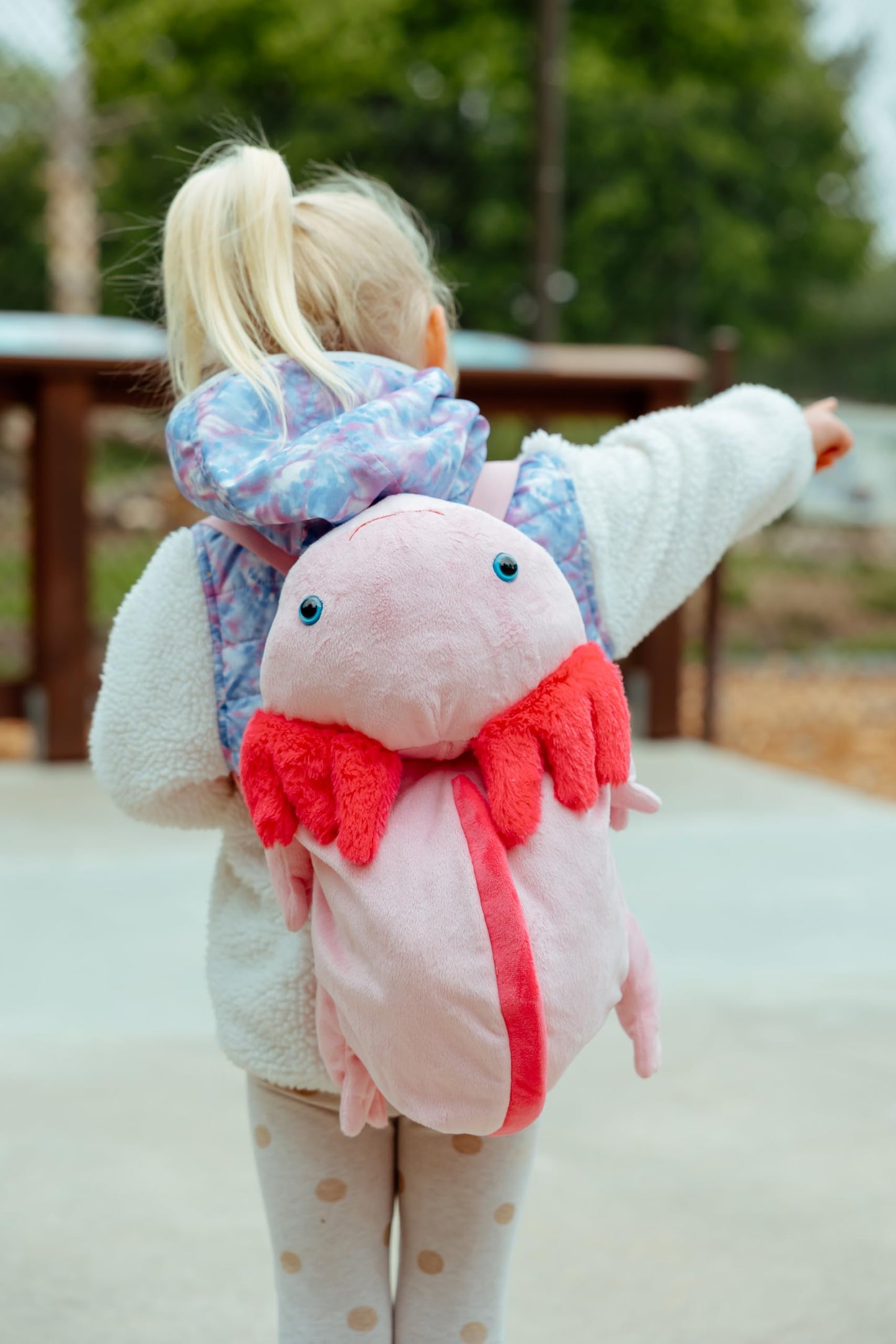 The Petting Zoo Axolotl Stuffed Animal Plushie Backpack, Gifts for Kids, Sealife Animal Toy, Pink Axolotl Plush Toy Book Bag, 20 inches