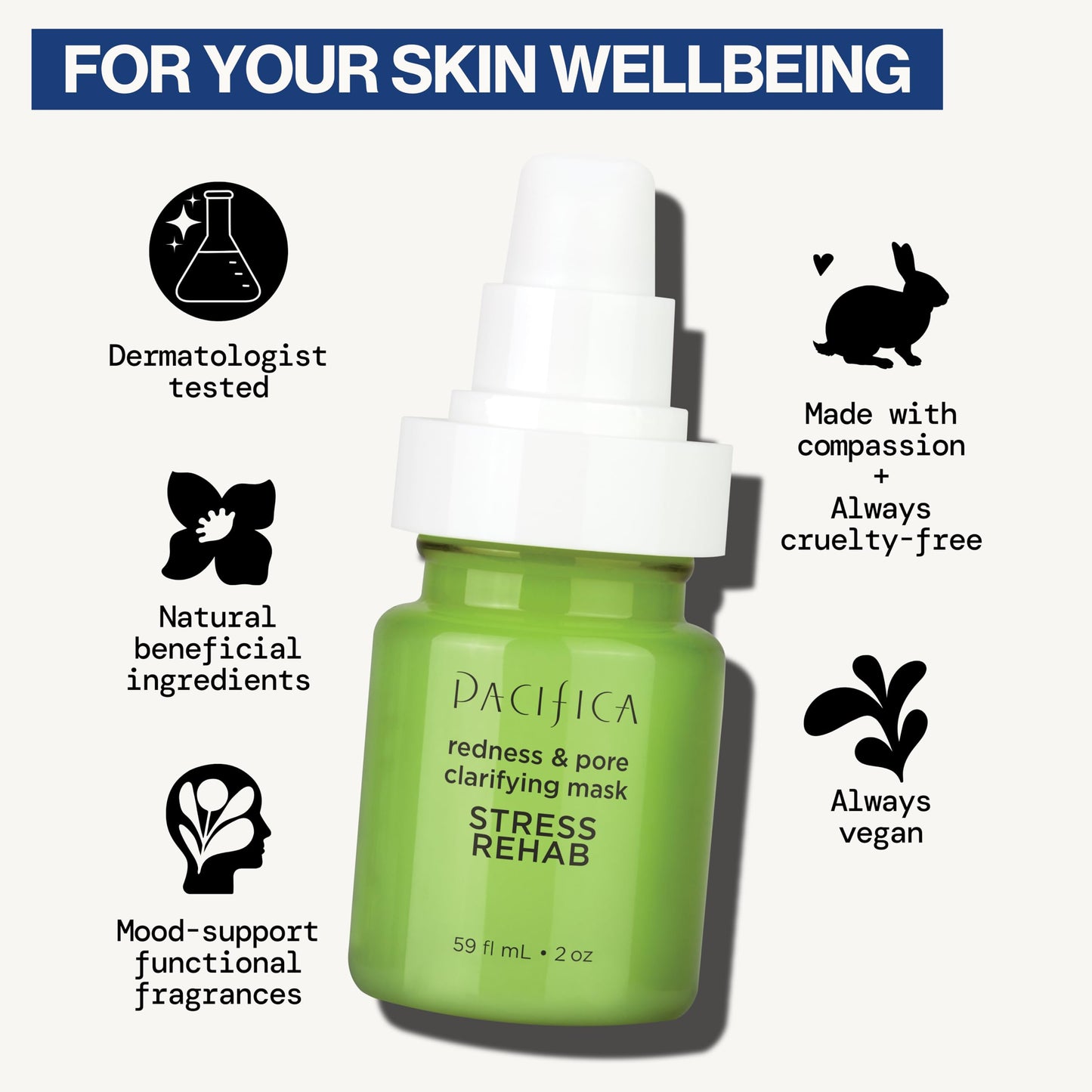 Pacifica Stress Rehab Redness & Pore Clarifying Face Mask, Niacinamide & Caffeine Facial Mask for Redness Relief, Pore Minimizer for Oily Skin, Clean