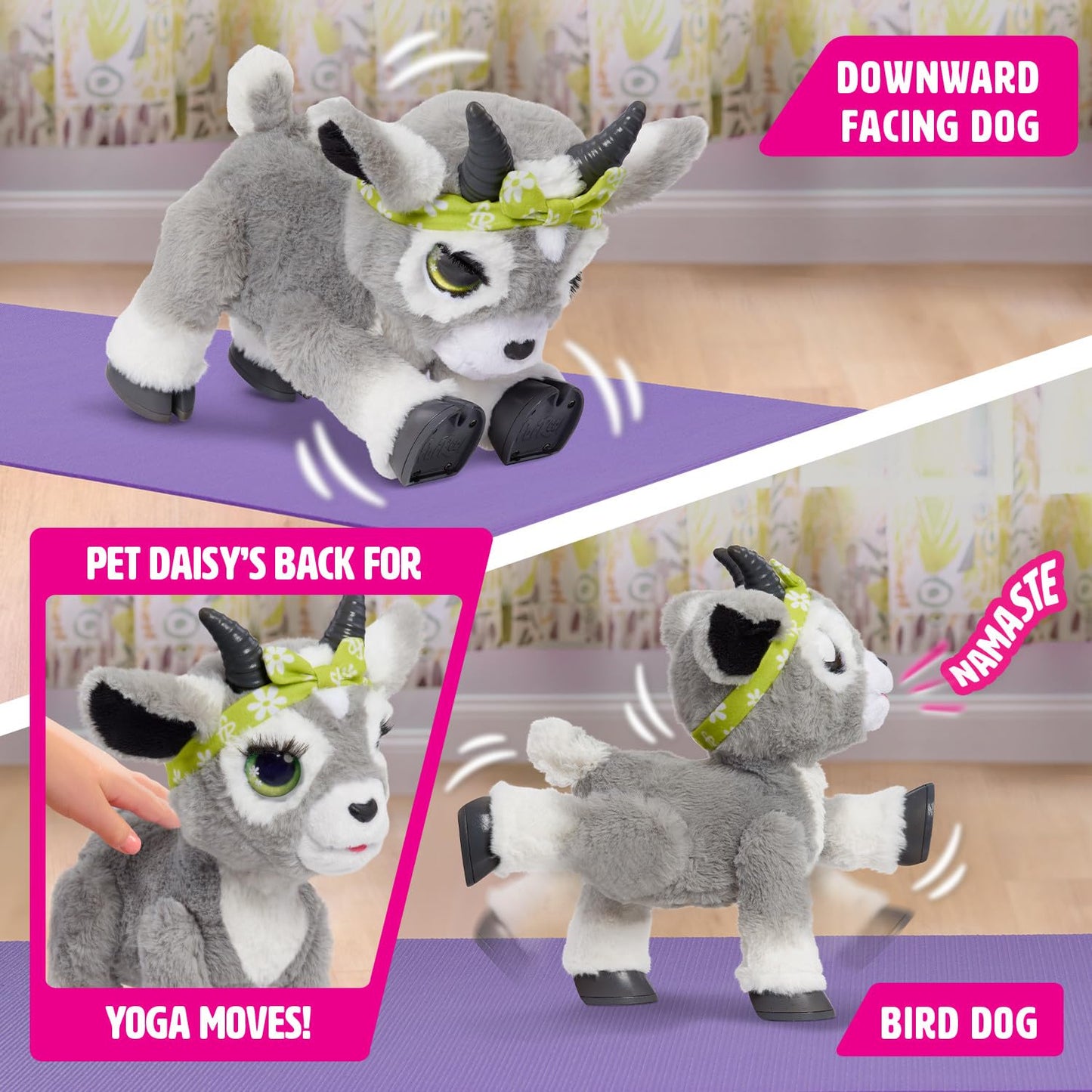 furReal Daisy the Yoga Goat Interactive Toy, 11-inch Realistic Plush, Kids Toys for Ages 4 Up by Just Play