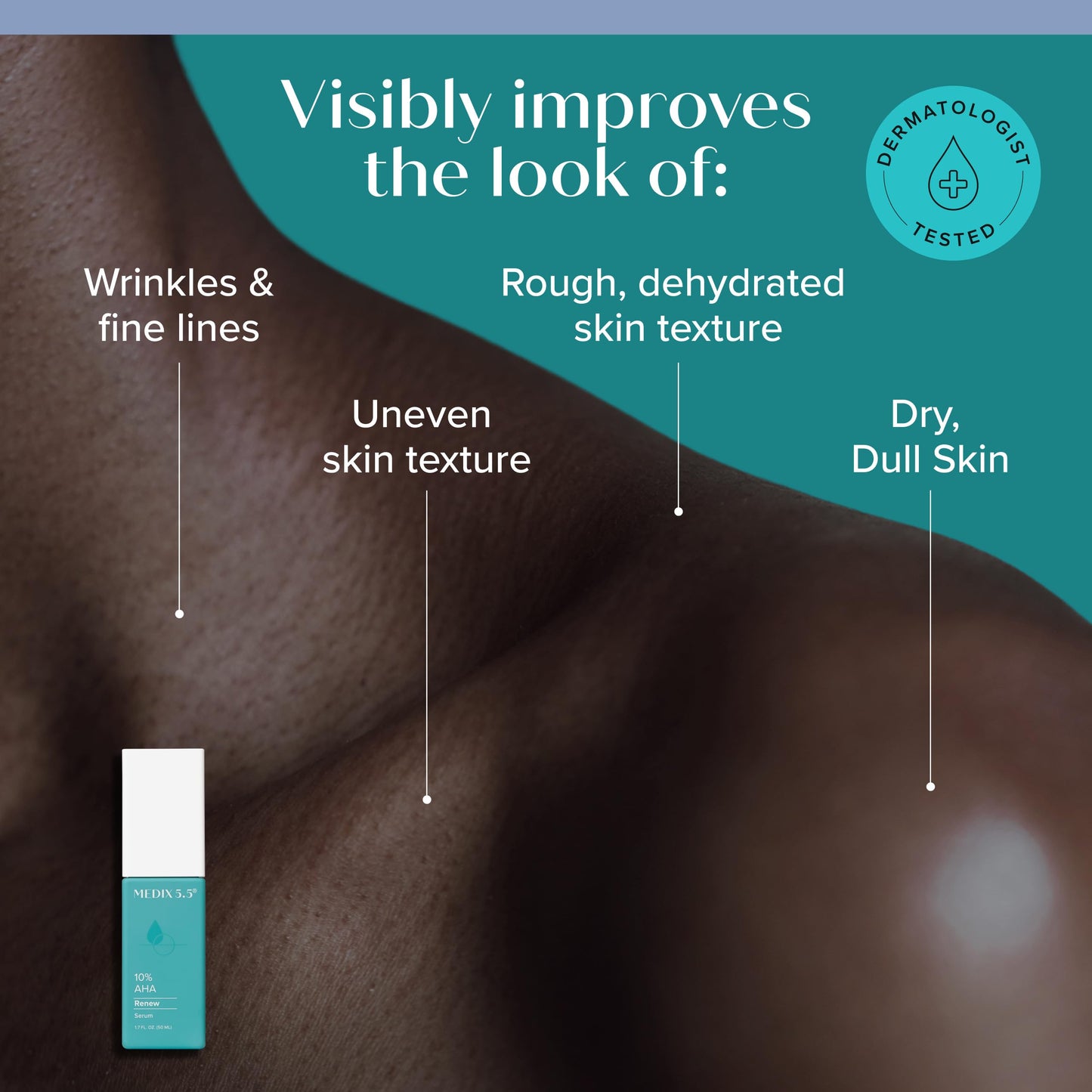 MEDIX 10% Glycolic Acid + Lactic Acid Leave-On Exfoliating Skin Care Body Gel | AHA Exfoliant Body & Face Serum Refines + Softens Dry Dead Skin