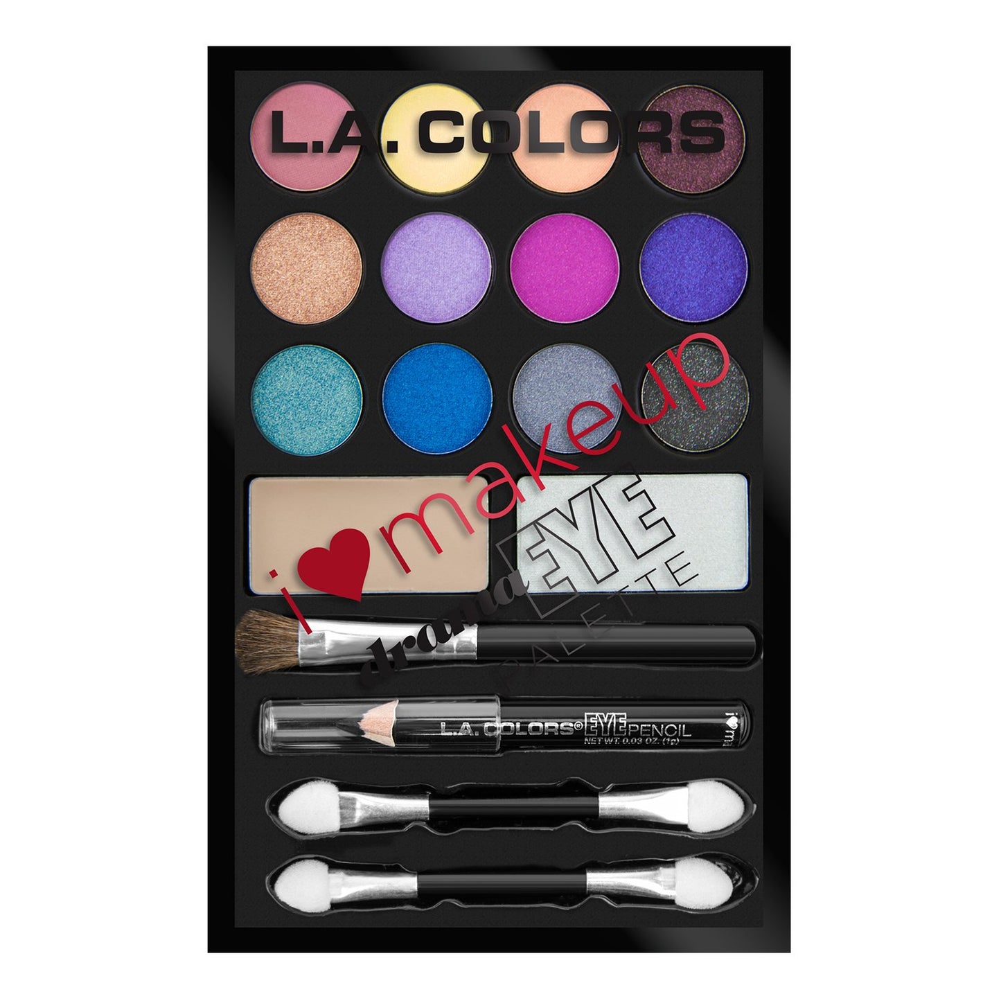 L.A. COLORS I Heart Makeup Eyeshadow Palette, Dazzling C30358
