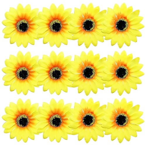 12 Pieces Sunflower Hair Clips Alligator Pins Accessories 3.9 inches for Wedding Party Boho Beach Photography Christmas Decorations