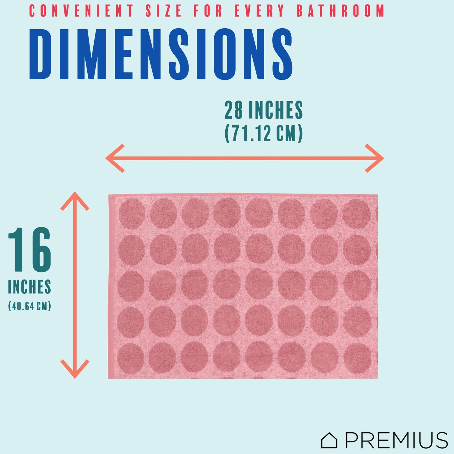 PREMIUS 2 Pack Circles Polka Dot Hand Towels, 100% Cotton Yarn Dyed, 16x28 Inches, Ultra Soft & Absorbent, Fast Drying, Versatile for Bathroom, Gym…