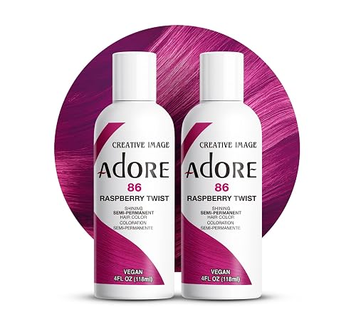 Adore Semi Permanent Hair Color (086 Raspberry Twist) (2 Pack) | Vegan & Cruelty-Free Pink Hair Dye | No Ammonia, No Peroxide, No Alcohol | 4 Fl Oz