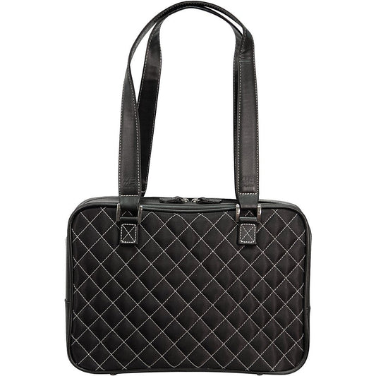 Monaco Handbag Black Quilted w/White Trim