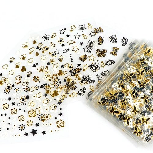 MBETA Gold Nail Art Sticker Decals 3D Exquisite Pattern Nail Art Bronzing Stickers Luxury Self-Adhesive Butterfly Flowers Valentine's Day Design DIY Beauty & Personal Care MBETA