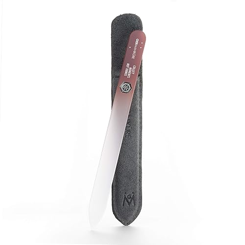 GERMANIKURE Glass Nail File in Suede Sleeve - Collect Moments Not Things - Professional Crystal Nail File for Natural Nails - Ideal Manicure