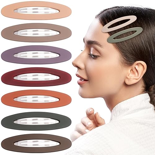CustomyLife 7pcs Matte Snap Hair Clip for Women, Non-Slip Large Enamel Hair Barrettes Alligator, Rustproof Oval Hair Pin Accessories for Long Short