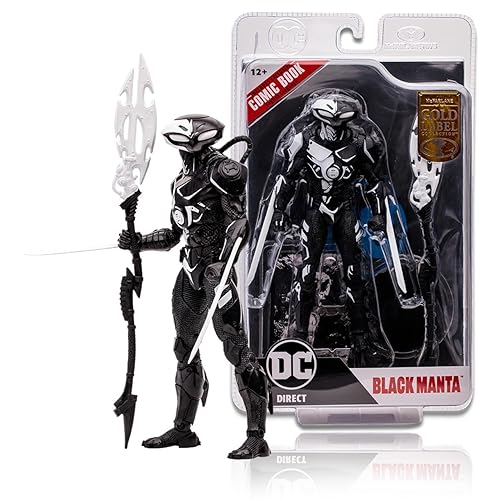 McFarlane Toys Black Manta Line Art (Page Punchers) Gold Label 7" Figure w/Aquaman Comic