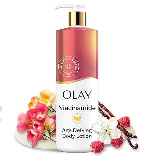 Olay Body Lotion for Women, Age Defying with Niacinamide Serum, Visibly Reduce Signs of Skin Aging, 24hr Moisture & Hydration, Fast Absorbing Formula