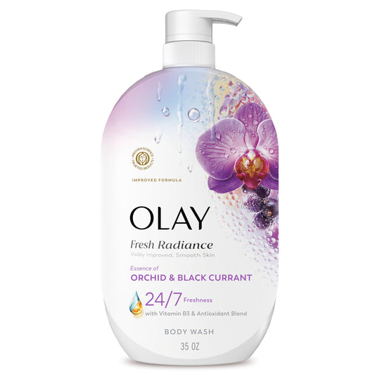 Olay Body Wash for Women, Fresh Radiance, 24/7 Skin-Loving Freshness, Visibly Radiant, Plant Based Cleansers, Vitamin B3 & Antioxidant Blend, For All