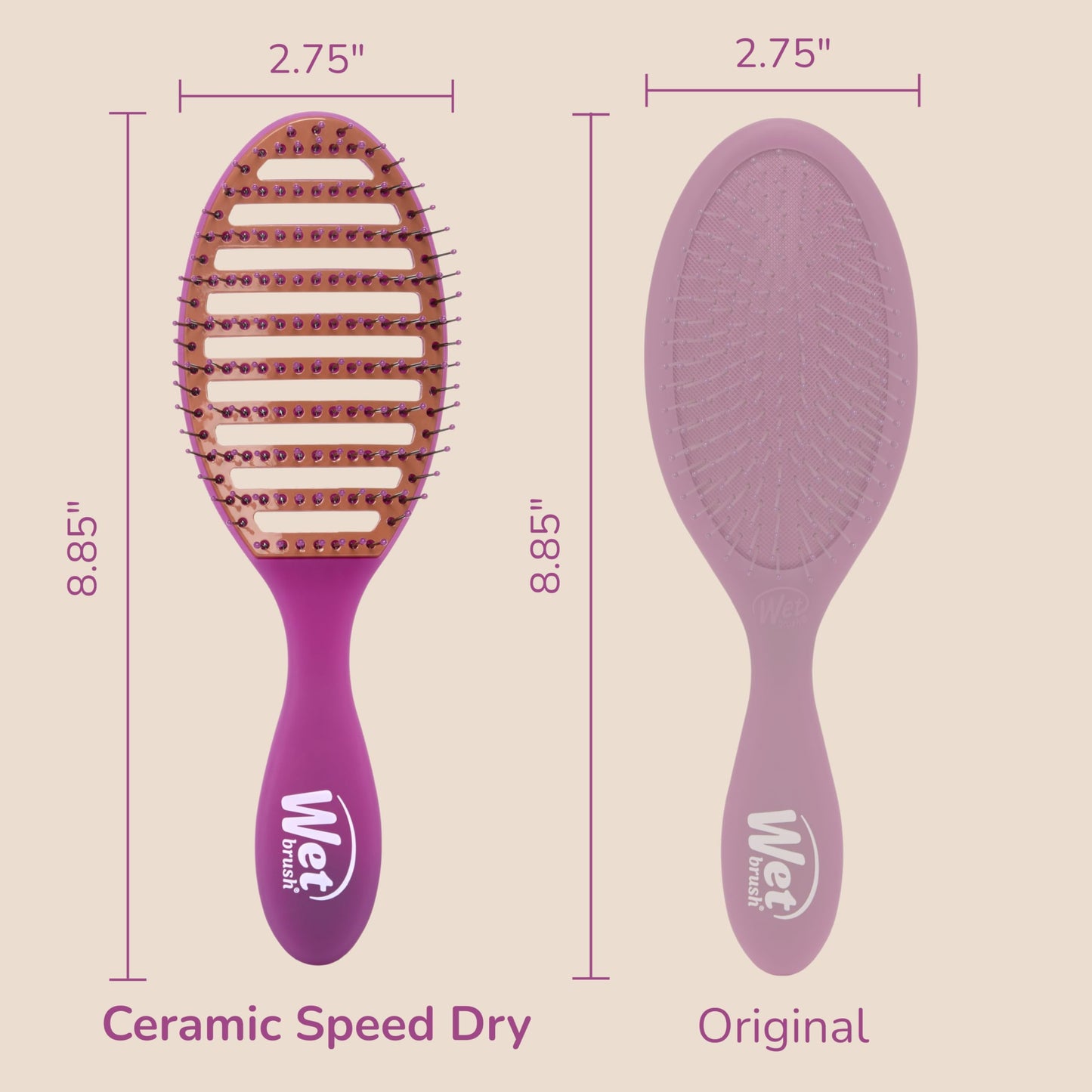 Wet Brush Ceramic Speed Dry Hair Brush, Purple - Vented Design & Soft HeatFlex Bristles for Blow-Dry Safe Styling - Ergonomic Handle for Pain-Free Beauty and Personal Care Wet Brush