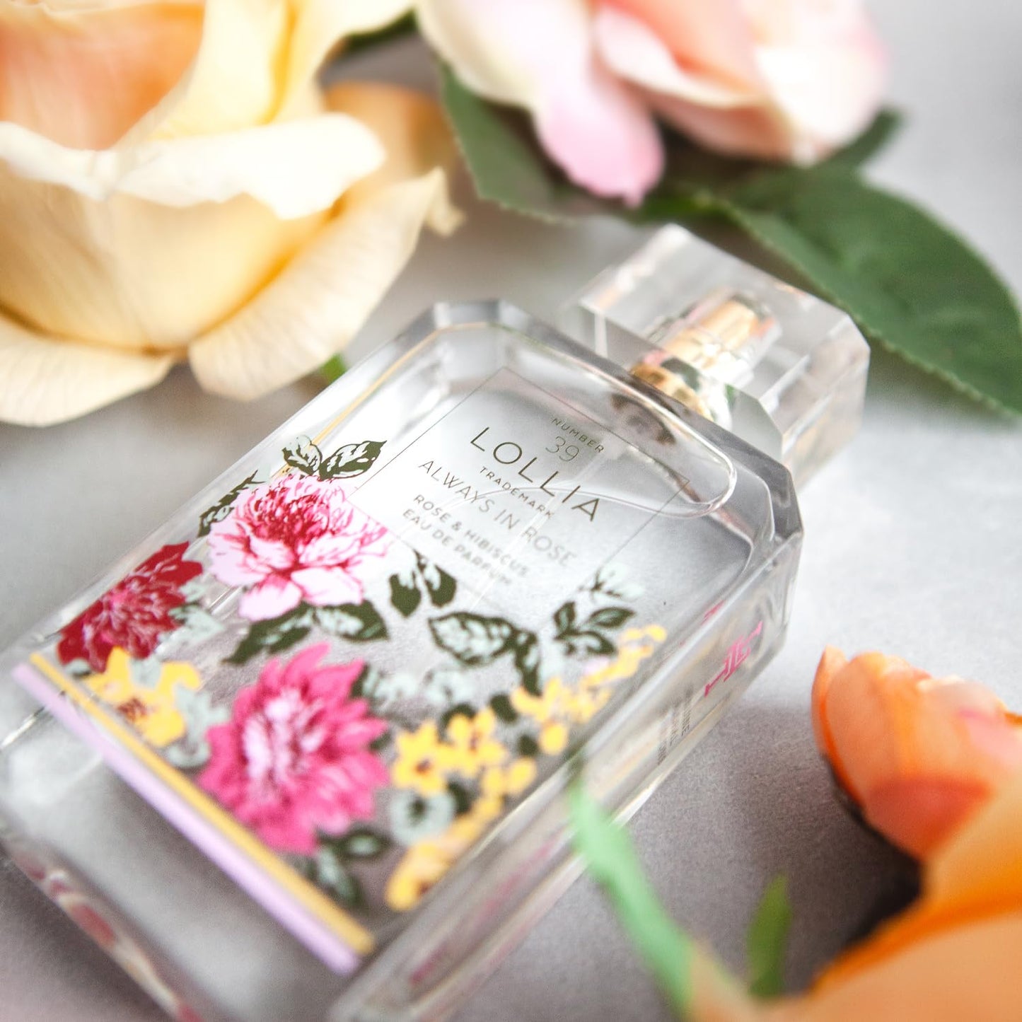 LOLLIA Always in Rose Eau de Parfum, 3.4 fl oz, Rose & Hibiscus Scented Perfume for Women, Classically Romantic & Unique Luxury Floral Fragrance Spray
