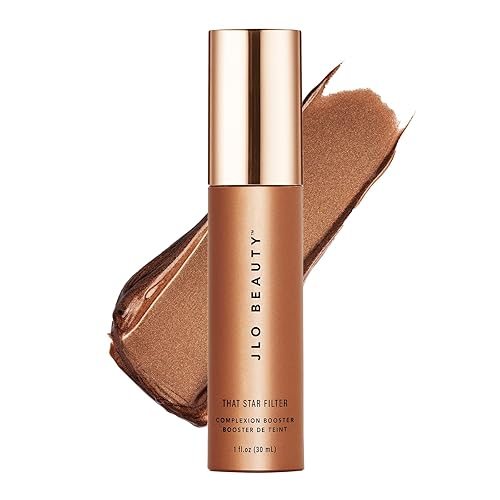 JLO BEAUTY Complexion Booster Highlighter & Bronzer for Face & Body, Rich Bronze, Lightweight Skin Care Makeup Primer with Vitamin E, Sheer Shimmer