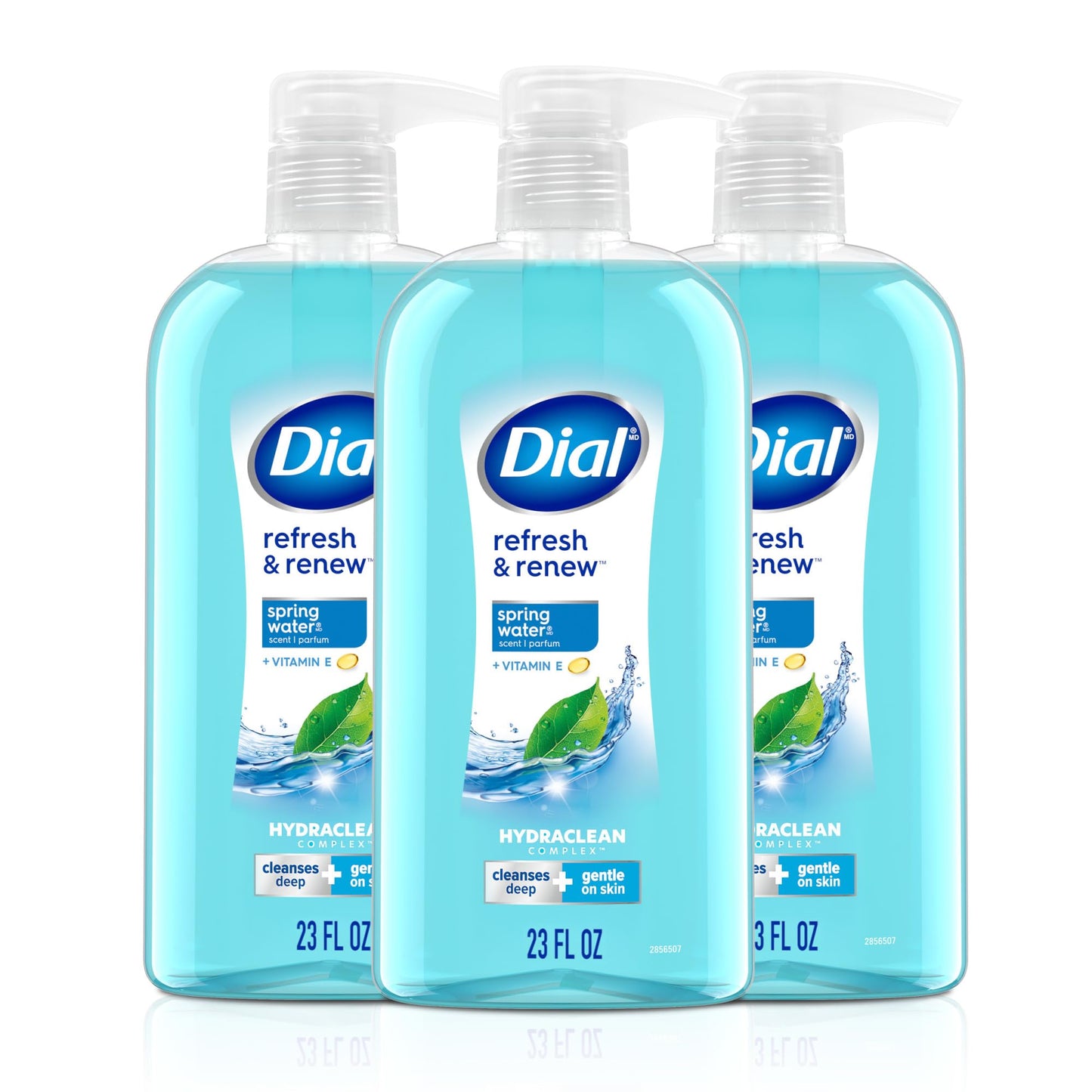 Dial Body Wash, Refresh & Renew Spring Water, 23 Fl Oz (Pack of 3), Hydraclean Complex & Vitamin E, Gentle, Leaves Skin Feeling Nourished