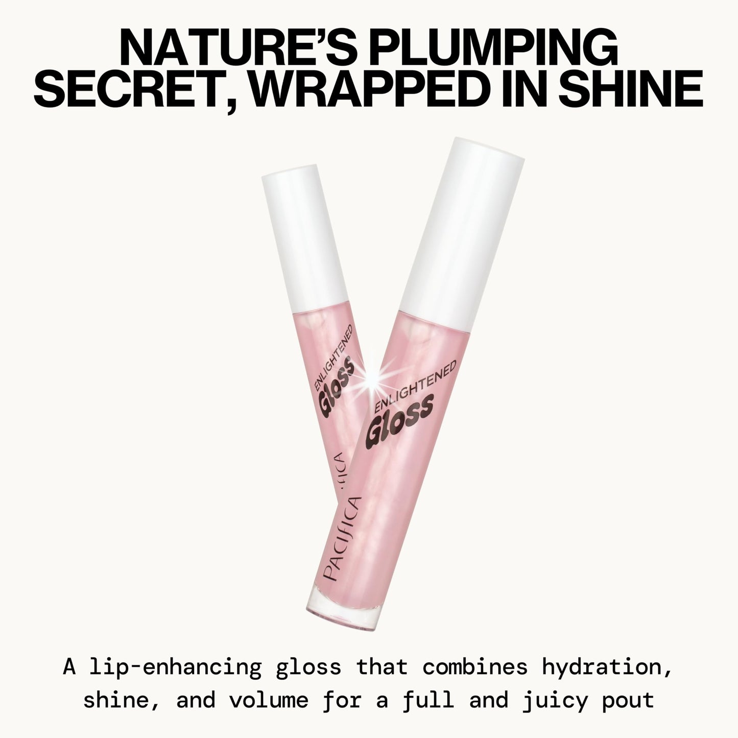Pacifica Plumping Lip Gloss - Jasmine Kiss Flavored Lavender-Pink Tint Hydrating Lip Oil Balm, No-Tingle Volumizing Gloss with Shea Butter & Jojoba
