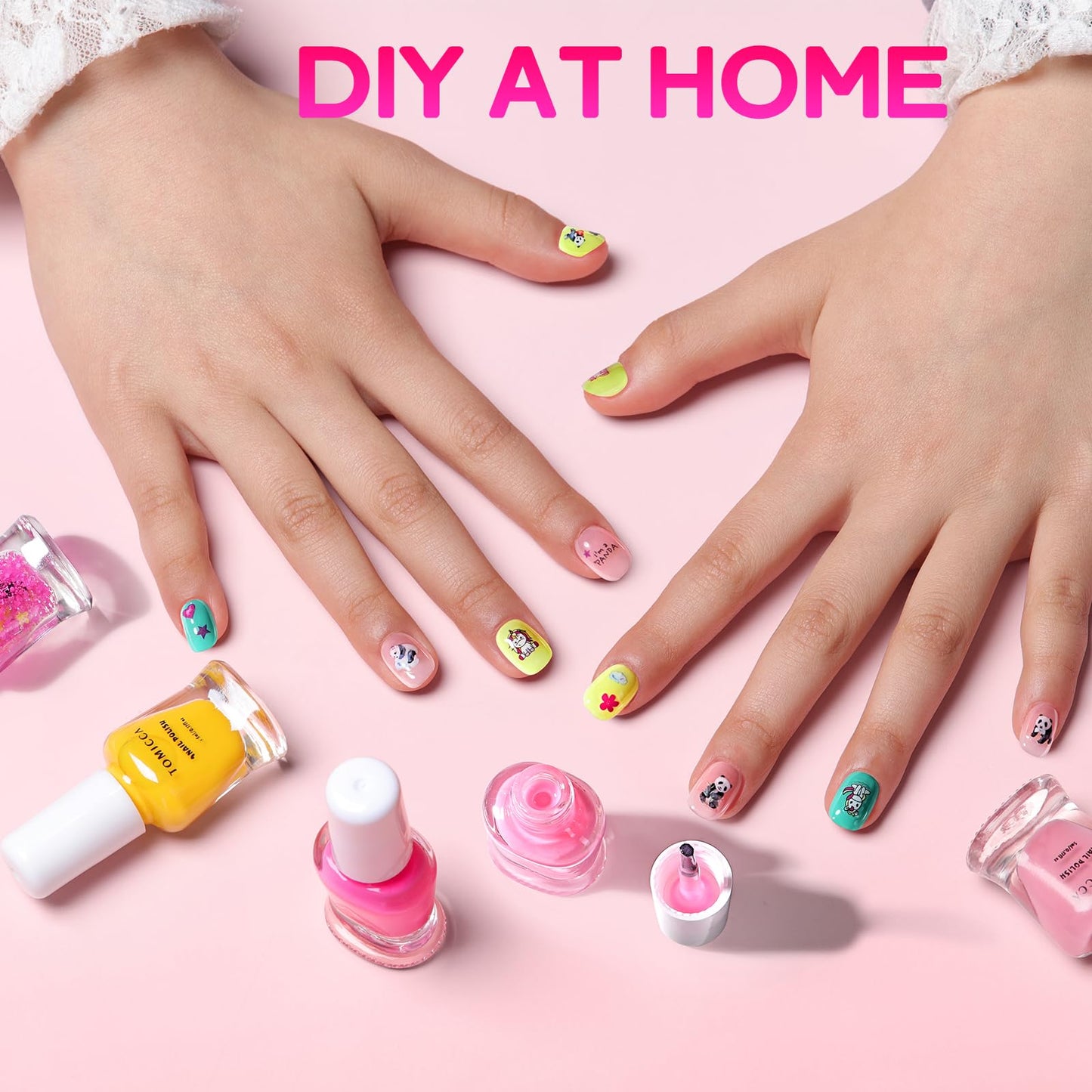 TOMICCA Nail Polish Sets for Kid,12 Bottles Candy Rainbow Colors, Quick Dry Non Toxic Water Based Peel Off with Nail Separator Sticker Kit, Long Beauty and Personal Care TOMICCA