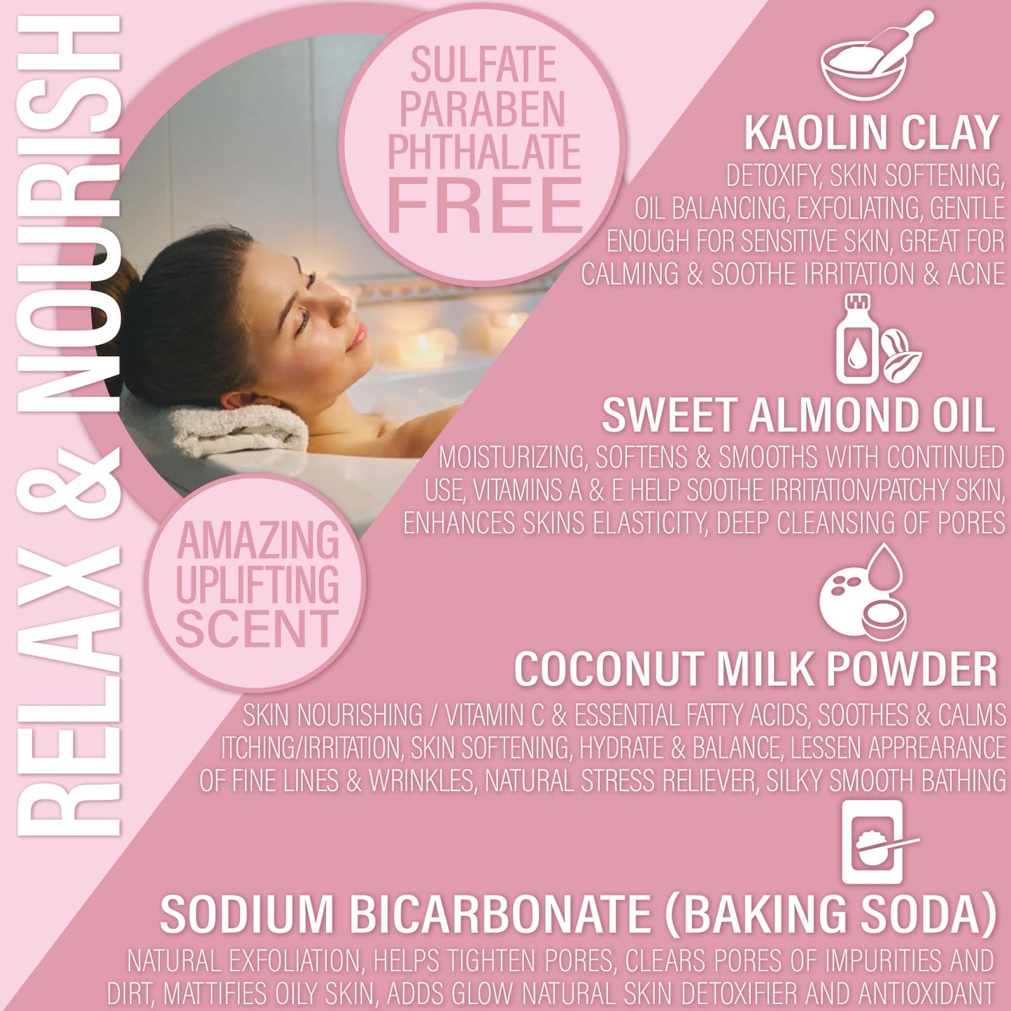 Luxiny Vegan Milk Bath Soak Made with Moisturizing Coconut Milk Powder & Sweet Almond Oil for a Bath Bomb Dust Soothing Fizz & Relaxing Soak, 8 oz.…