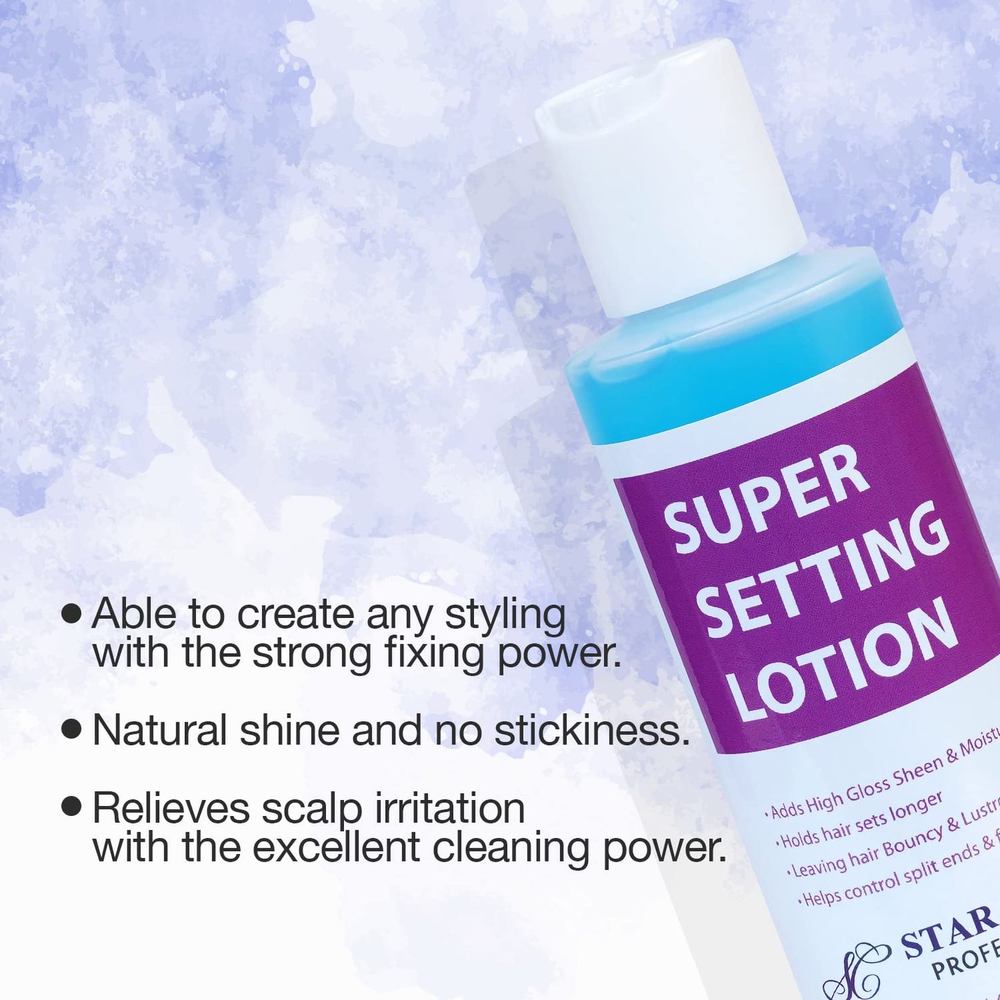 Star Care Professional Super Setting Lotion, 4oz (118ml), Advanced Heat Protectant for Thermal Styling, Blow Drying & Curling - Volumizing