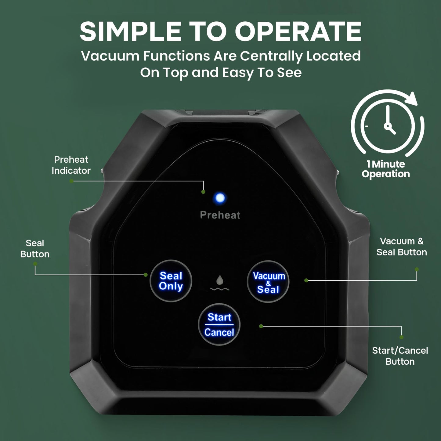 InstaSeal Vacuum Sealer for Food with 12 Bags, Preserves Foods 5x Longer, Space Saving Compact Upright Design Allows Machine to Seal Marinades…